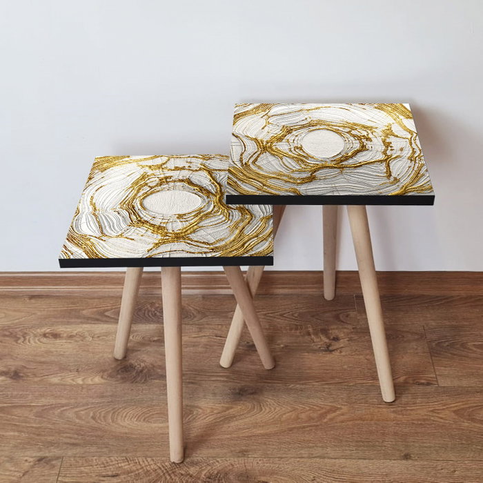 Hanah Home Mesa nido 2 piezas Beige y dorado Hanah Home Mesa nido 2 piezas Beige y dorado